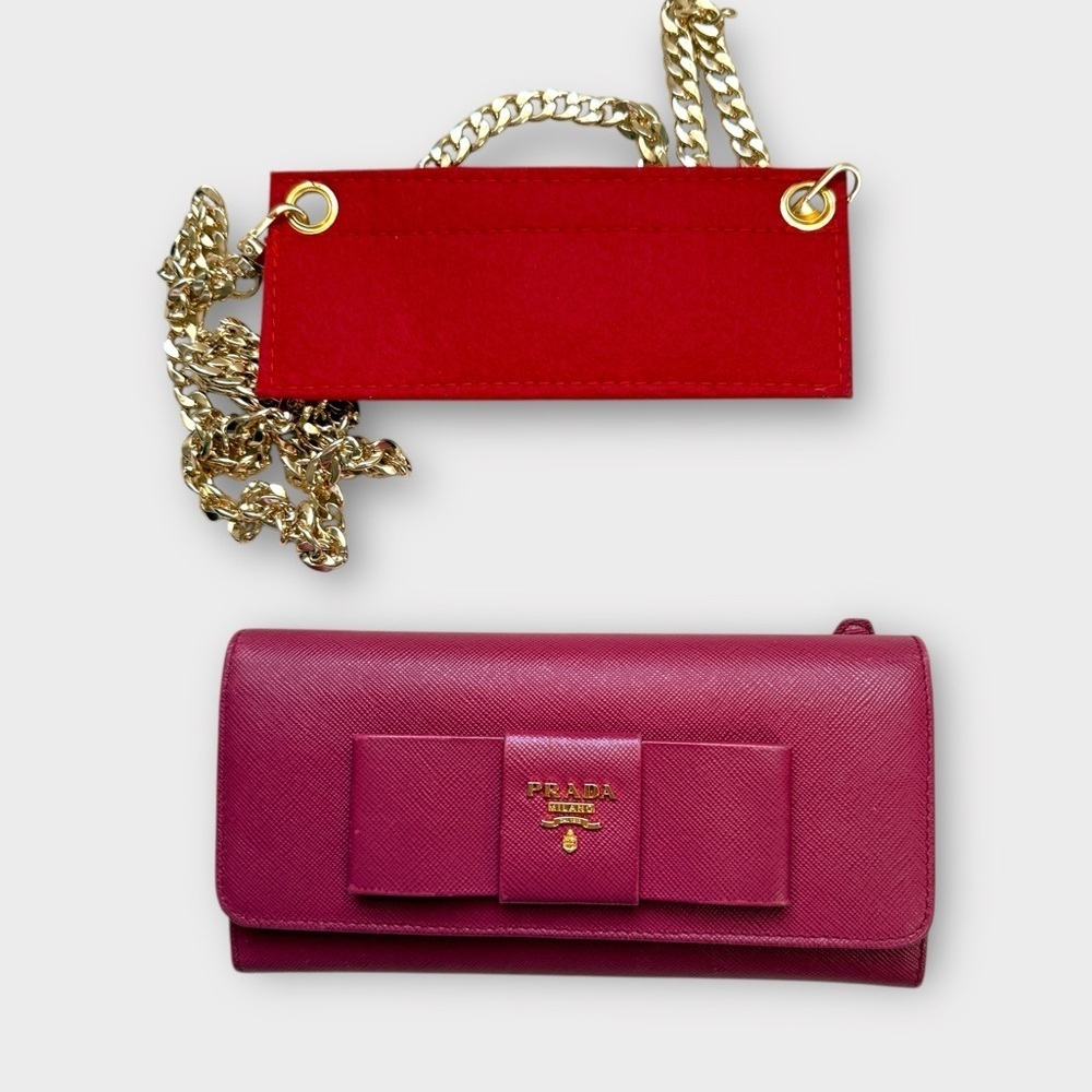 Prada Fuchsia Saffiano Leather Bow Continental Wallet - Picture 4 of 16
